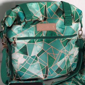 Sarah Wells Lizzy Breast Pump Bag - Mosaic Deco print. Bonus Accessories